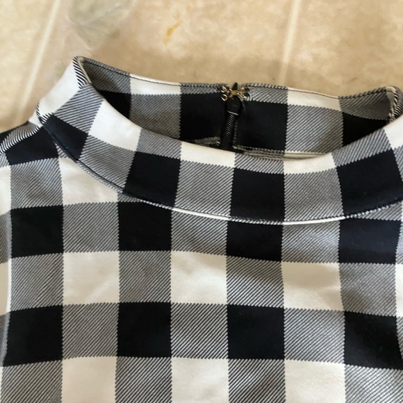 Talbots Buffalo Check Mock Neck Zip Back Knit Dress button shoulder and cuffs - Picture 5 of 7